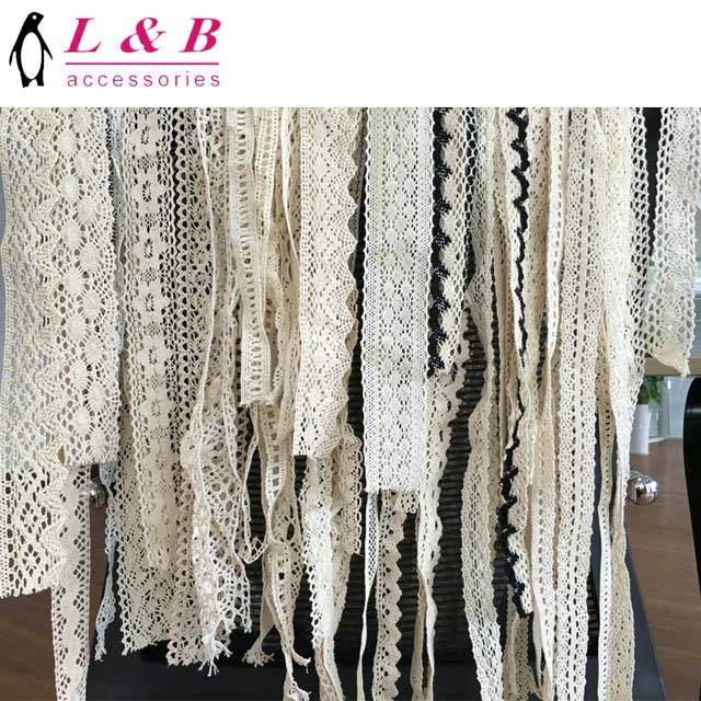 100% कपास स्थायी crocheted कढ़ाई फीता बुना हुआ ट्रिमिंग कपास फीता